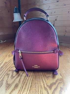 Coach Jordyn Backpack - Metallic Pink & Brown Jacquard
